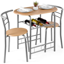 Load image into Gallery viewer, 3-Piece Wooden Table &amp; Chairs Dining Set w/ Lower Storage Shelf
