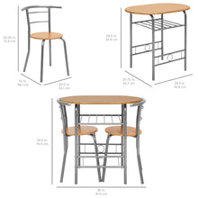 Load image into Gallery viewer, 3-Piece Wooden Table &amp; Chairs Dining Set w/ Lower Storage Shelf
