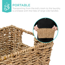 Load image into Gallery viewer, Set of 4 Seagrass Storage Tote Baskets, Laundry Organizer w/ Insert Handles

