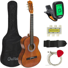 Load image into Gallery viewer, 38in Beginner Acoustic Guitar Musical Instrument Kit w/ Case, Strap, Tuner
