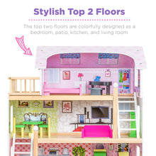 Load image into Gallery viewer, 4-Level Kids Wooden Dollhouse w/ 13 Furniture Accessories
