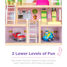 Load image into Gallery viewer, 4-Level Kids Wooden Dollhouse w/ 13 Furniture Accessories
