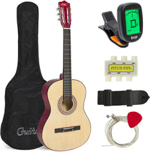 Load image into Gallery viewer, 38in Beginner Acoustic Guitar Musical Instrument Kit w/ Case, Strap, Tuner
