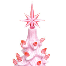 Load image into Gallery viewer, 11in Pre-Lit Hand-Painted Ceramic Tabletop Christmas Tree w/ Lights
