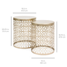 Load image into Gallery viewer, Set of 2 Decorative Round Side Accent Table Nightstands
