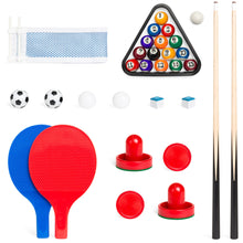 Load image into Gallery viewer, 4-in-1 Table Game Set w/ Air Hockey, Table Tennis, Billiards, Foosball
