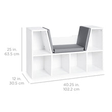 Load image into Gallery viewer, 6-Cubbie Kids Bookcase Furniture Accent w/ Cushioned Reading Nook
