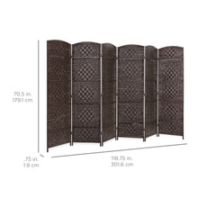 Load image into Gallery viewer, 6ft Tall 6-Panel Diamond Weave Folding Room Divider Privacy Screen
