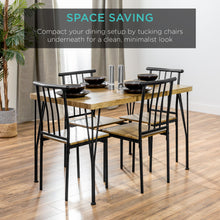 Load image into Gallery viewer, 5-Piece Modern Metal and Wood Dining Table Furniture Set w/ 4 Chairs
