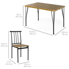 Load image into Gallery viewer, 5-Piece Modern Metal and Wood Dining Table Furniture Set w/ 4 Chairs
