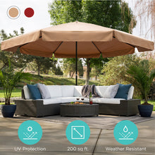 Load image into Gallery viewer, 16ft Market Patio Umbrella w/ Cross Base, Crank, Aluminum Frame
