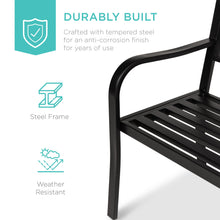 Load image into Gallery viewer, Steel Bench for Outdoor Patio and Garden w/ Pullout Middle Table
