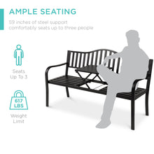 Load image into Gallery viewer, Steel Bench for Outdoor Patio and Garden w/ Pullout Middle Table
