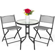 Load image into Gallery viewer, 3-Piece Bistro Set w/ Glass Table, 2 Foldable Chairs
