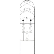 Load image into Gallery viewer, 60x18in Iron Arched Garden Trellis Decor Accent w/ Scroll Lattice - Black
