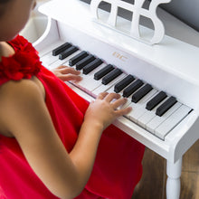 Load image into Gallery viewer, Kids Mini Wooden Grand Piano w/ Lid, Bench, Music Rack, Song Book, Stickers
