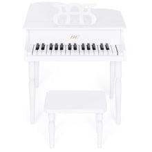 Load image into Gallery viewer, Kids Mini Wooden Grand Piano w/ Lid, Bench, Music Rack, Song Book, Stickers
