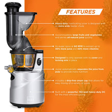 Load image into Gallery viewer, 150W 60RPM Fruit Vegetable Cold Press Juicer Extractor w/ 3in Chute, Jug
