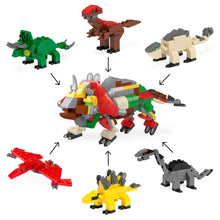 Load image into Gallery viewer, 12-Piece 6-in-1 Kids Dinosaur Building Brick Set - Multicolor
