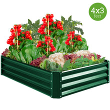 Load image into Gallery viewer, 4x3x1ft Outdoor Metal Raised Garden Bed for Vegetables, Flowers, Herbs
