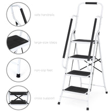 Load image into Gallery viewer, 4-Step Portable Folding Ladder w/ Handrails, Tool Bag
