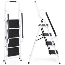 Load image into Gallery viewer, 4-Step Portable Folding Ladder w/ Handrails, Tool Bag
