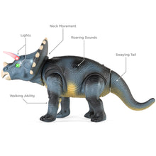 Load image into Gallery viewer, 14.5in Kids Remote Control Walking Dinosaur Triceratops Toy Robot
