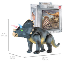 Load image into Gallery viewer, 14.5in Kids Remote Control Walking Dinosaur Triceratops Toy Robot
