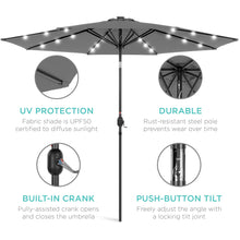 Load image into Gallery viewer, 10ft Solar LED Lighted Patio Umbrella w/ Tilt Adjustment, Fade-Resistance
