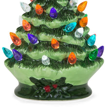 Load image into Gallery viewer, 9.5in Pre-Lit Hand-Painted Ceramic Tabletop Christmas Tree
