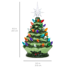 Load image into Gallery viewer, 9.5in Pre-Lit Hand-Painted Ceramic Tabletop Christmas Tree
