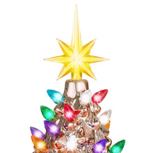 Load image into Gallery viewer, 9.5in Pre-Lit Hand-Painted Ceramic Tabletop Christmas Tree
