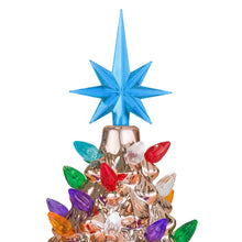 Load image into Gallery viewer, 9.5in Pre-Lit Hand-Painted Ceramic Tabletop Christmas Tree
