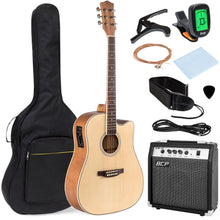 Load image into Gallery viewer, 41in Full Size Acoustic Electric Cutaway Guitar Set w/ 10-Watt Amp, Case
