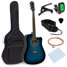 Load image into Gallery viewer, 41in Full Size Beginner Acoustic Cutaway Guitar Set w/ Case, Capo, Tuner
