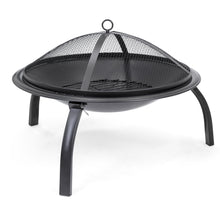 Load image into Gallery viewer, 22in Folding Steel Fire Pit Bowl w/ Mesh Cover, Poker
