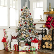 Load image into Gallery viewer, Pre-Lit Snow Flocked Artificial Pine Christmas Tree w/ Warm White Lights
