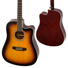 Load image into Gallery viewer, 41in Full Size Beginner Acoustic Cutaway Guitar Set w/ Case, Capo, Tuner
