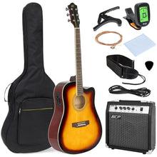 Load image into Gallery viewer, 41in Full Size Acoustic Electric Cutaway Guitar Set w/ 10-Watt Amp, Case
