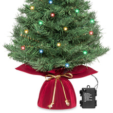 Load image into Gallery viewer, 26in Pre-Lit Artificial Tabletop Christmas Tree w/ 35 White/Multi LED Lights
