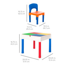 Load image into Gallery viewer, 3-in-1 Kids Building Block Activity Play Table Set w/ Storage, 2 Chairs
