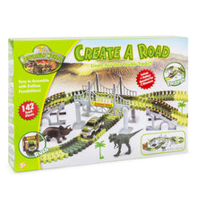 Load image into Gallery viewer, 142-Piece Big Dinosaur Figure Racetrack Toy Play Set w/ Battery Operated Car
