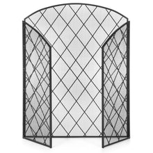 Load image into Gallery viewer, 3-Panel 50x30in Wrought Iron Mesh Fireplace Screen Spark Guard Gate
