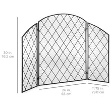 Load image into Gallery viewer, 3-Panel 50x30in Wrought Iron Mesh Fireplace Screen Spark Guard Gate
