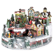 Load image into Gallery viewer, 12in Pre-Lit Hand-Painted Tabletop Christmas Village Set w/ Rotating Train
