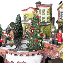 Load image into Gallery viewer, 12in Pre-Lit Hand-Painted Tabletop Christmas Village Set w/ Rotating Train
