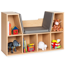 Load image into Gallery viewer, 6-Cubbie Kids Bookcase Furniture Accent w/ Cushioned Reading Nook
