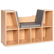 Load image into Gallery viewer, 6-Cubbie Kids Bookcase Furniture Accent w/ Cushioned Reading Nook
