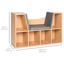 Load image into Gallery viewer, 6-Cubbie Kids Bookcase Furniture Accent w/ Cushioned Reading Nook
