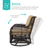 Load image into Gallery viewer, 3-Piece Patio Wicker Bistro Furniture Set w/ 2 Swivel Rocking Chairs, Table
